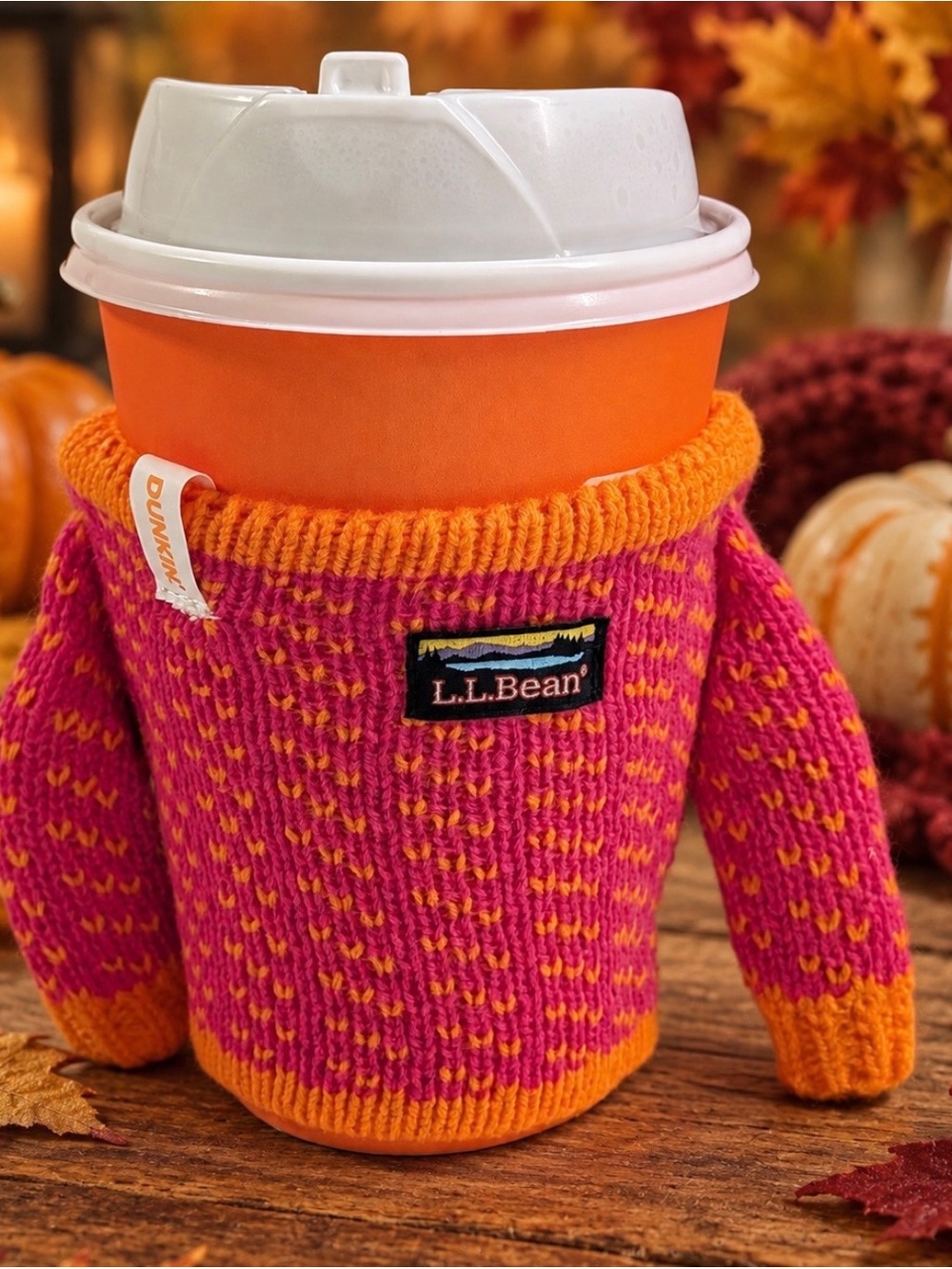 Dunkin, L.L. Bean sweater coffee sleeve brand new sealed Limited Edition
